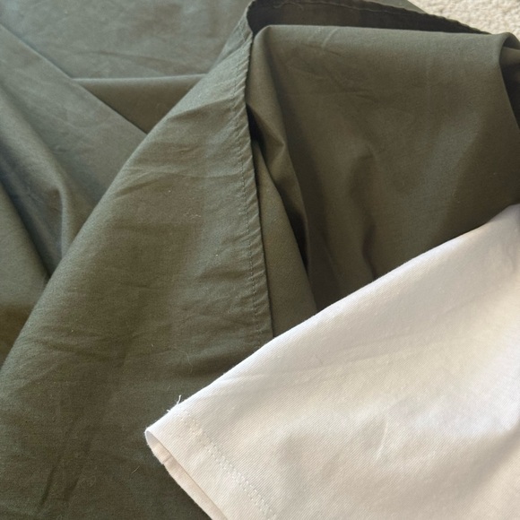 Zara NWT M combination poplin dress Asymmetrical Dark Green Skirt - Picture 13 of 14